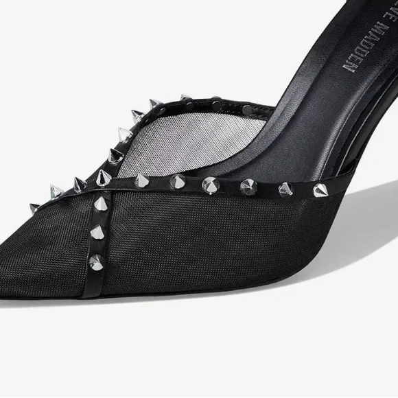 💋 Steve Madden Lupton Mesh Pointed-Toe Pumps, Black, Size 9.5 - Picture 6 of 15